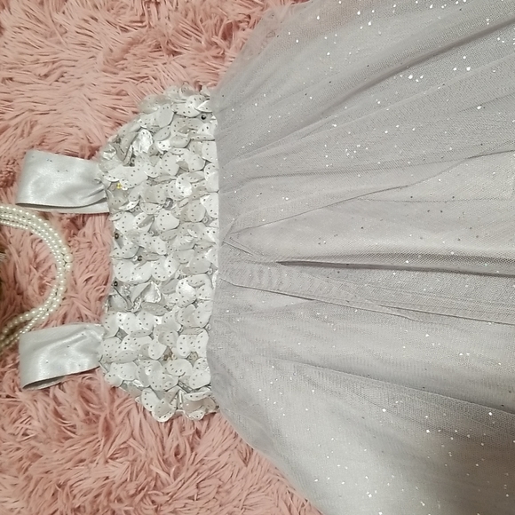 Popatu Toddler Girl's Dress Sequined Glittery Metallic Silver Gray Size 2 - Picture 3 of 10